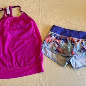 Ivivva Raspberry Tank T Back Top & Athletic Shorts Sz 10